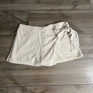 Pink Lily- “You’re in Luck Khaki Linen Knot Skort”